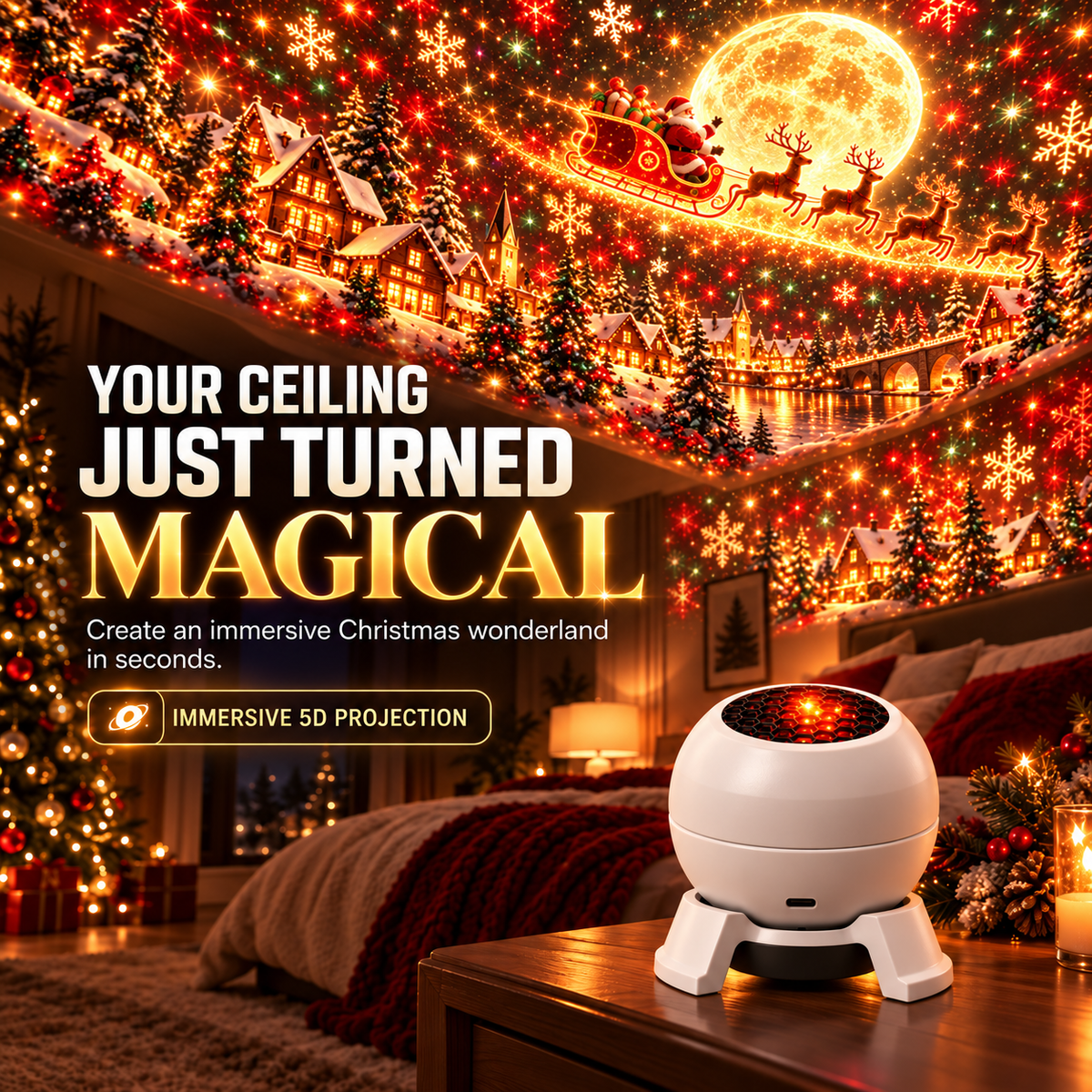 ✨😊Turn Any Room Into a Christmas Wonderland – Holiday Projection Night Light