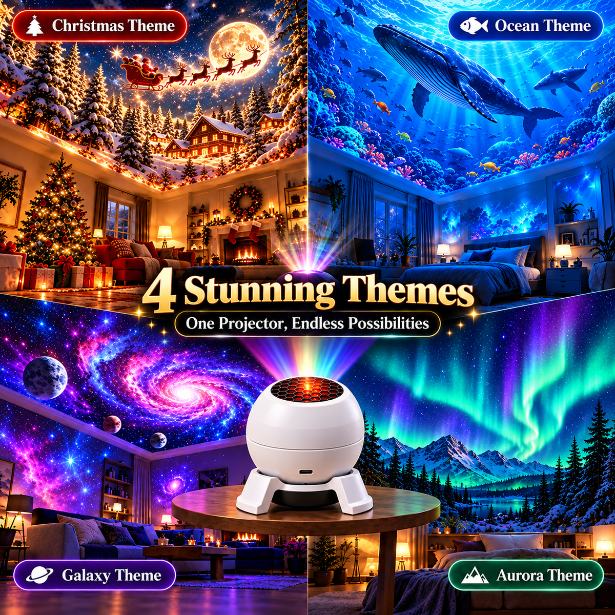 ✨😊Turn Any Room Into a Christmas Wonderland – Holiday Projection Night Light