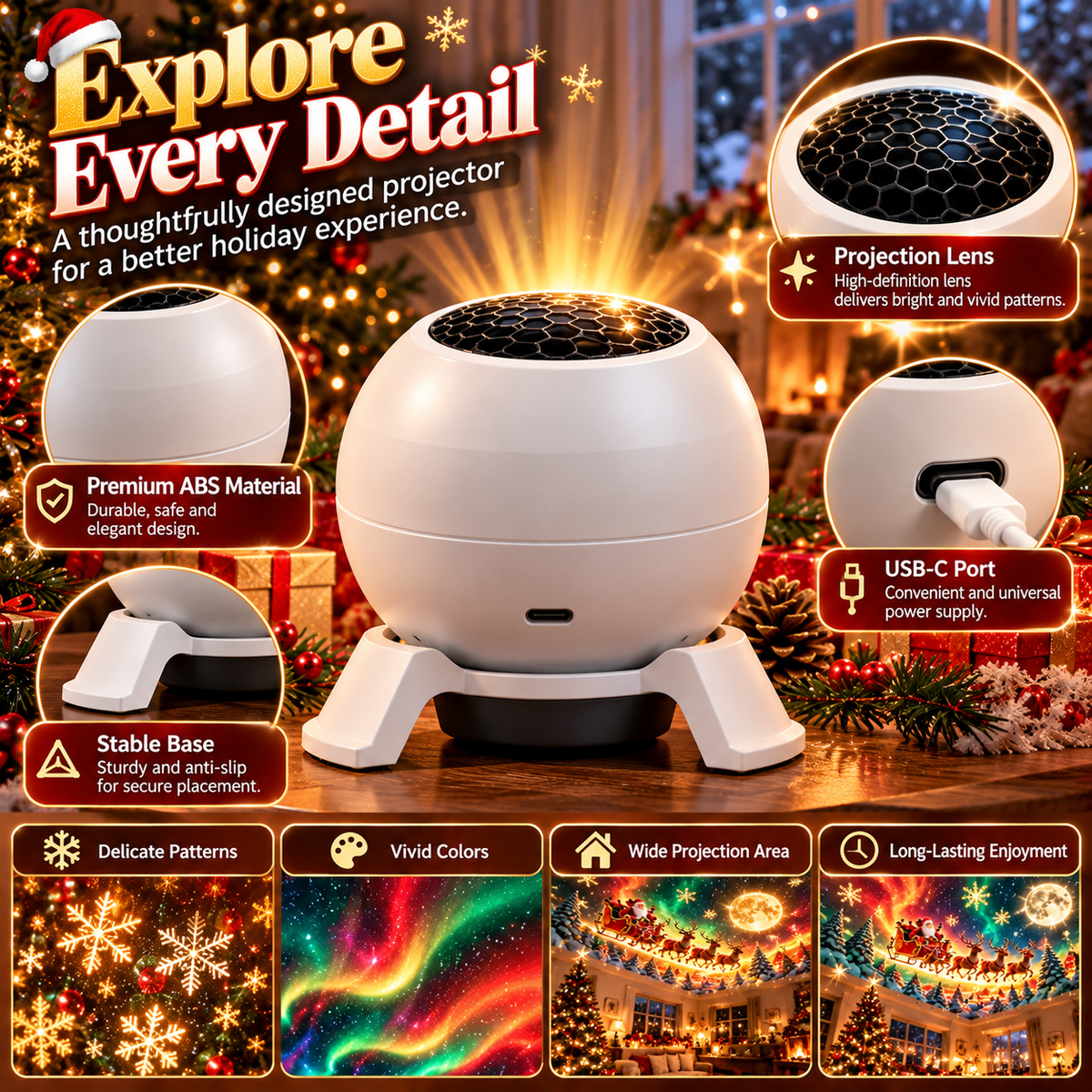 ✨😊Turn Any Room Into a Christmas Wonderland – Holiday Projection Night Light