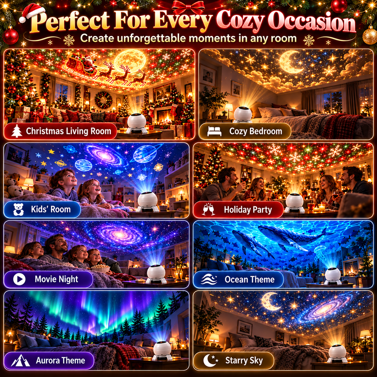 ✨😊Turn Any Room Into a Christmas Wonderland – Holiday Projection Night Light